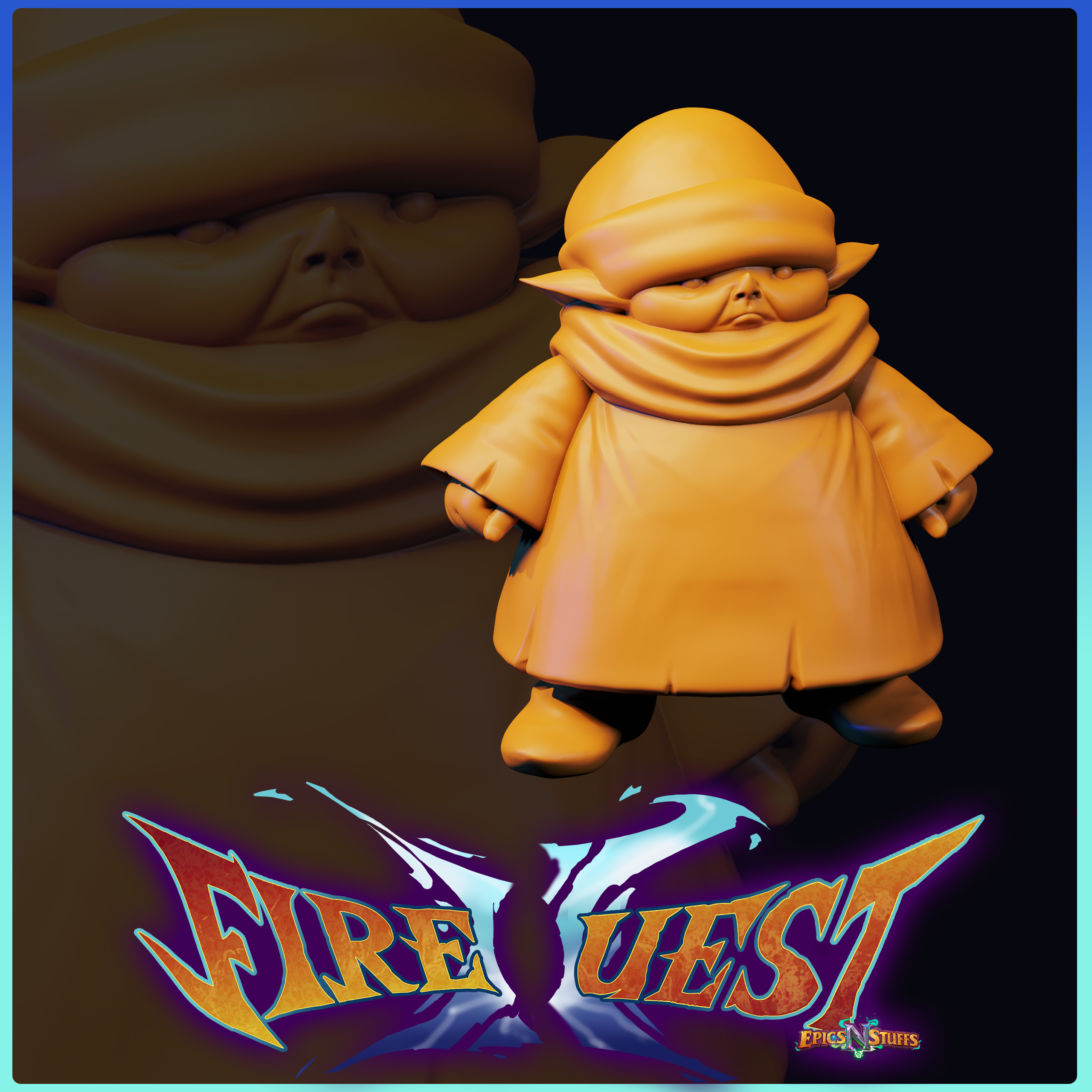 Golem Boy 1, Fire Quest II Miniature/Statue - Pre-Supported